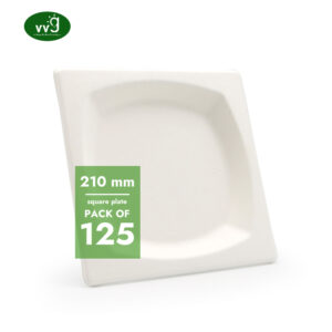 Økovennlig Sukkerrør Bagasse Pulp Engangs tallerken 210x210MM
