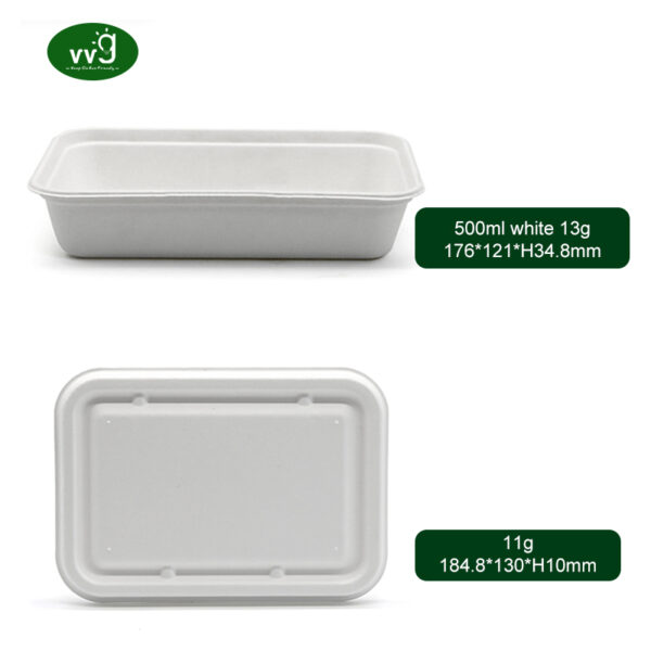 Size 500ML Sugarcane Bagasse Food Packaging Box