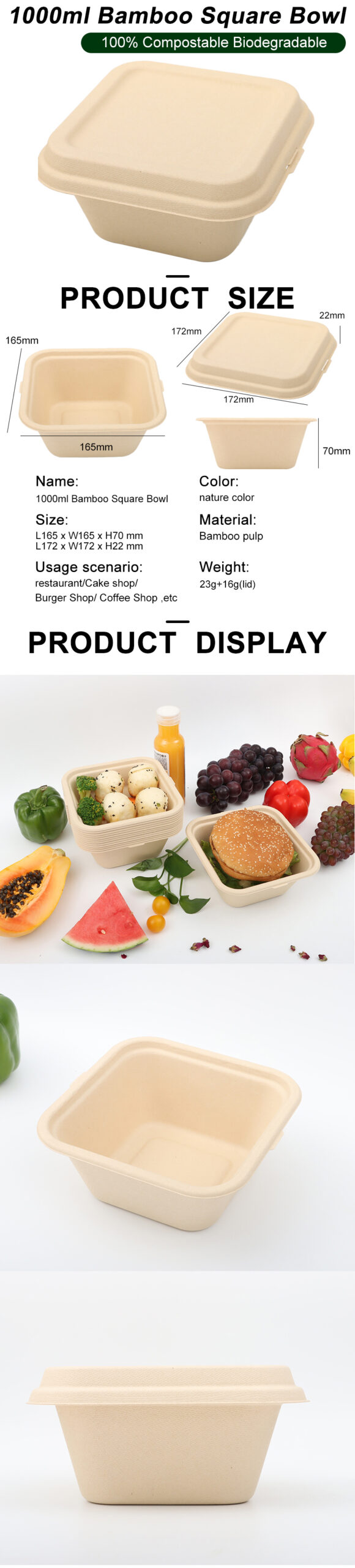 bamboo pulp box 1000ml