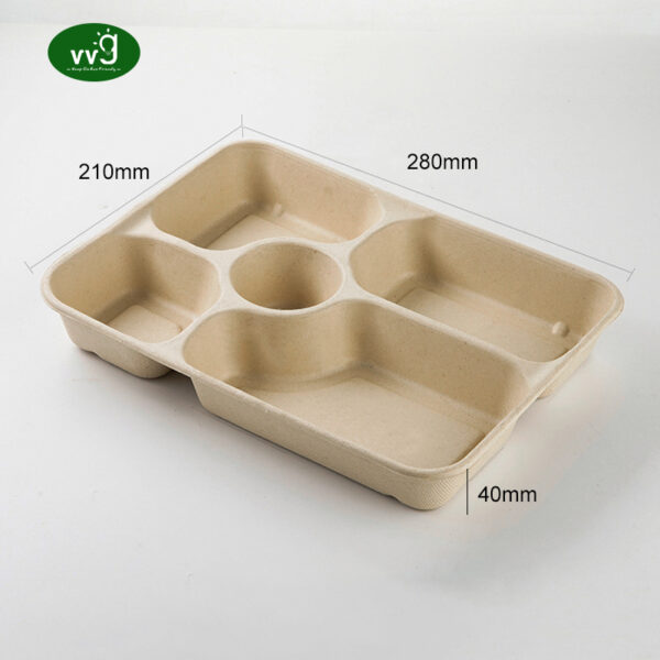 Bagasse Take Away Food Tray Containers Disposable Plate With Lid