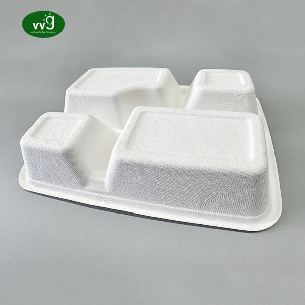 Biodegradable Bagasse Pulp Fast Food ODM Paper Disposable Lunch Tray