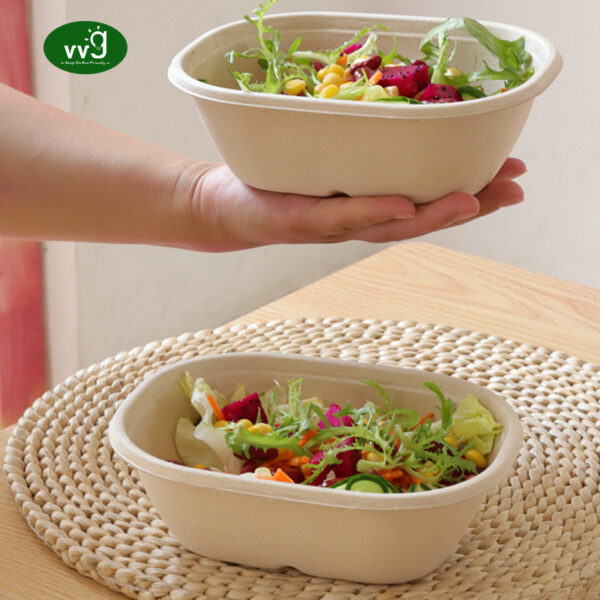 Sugarcane Fiber Biodegradable Paper Bowls Take Away Food Containers