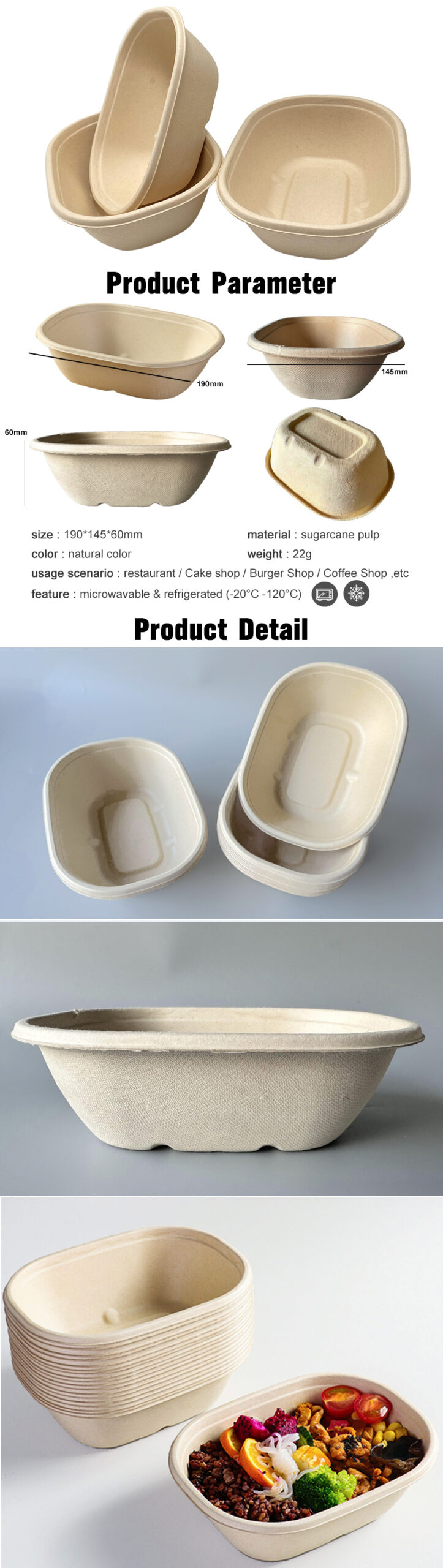 Disposable Sugarcane Bowl Compostable