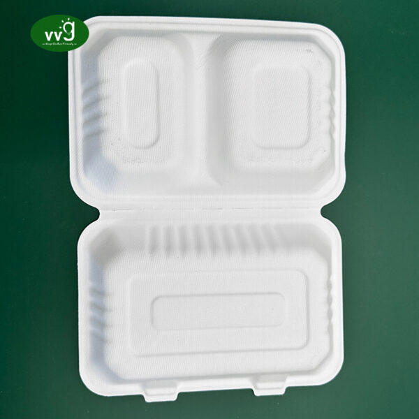 2 Compartment Clamshell Food Boxes Takeaway Packaging