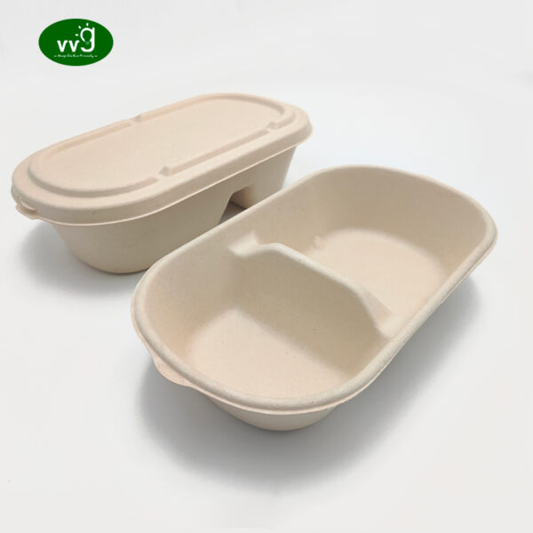 2 Compartment Sugarcane Bagasse Boxes