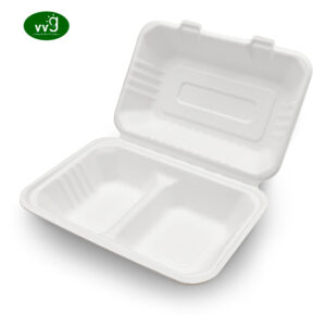 Bagasse Clamshell Food Container 2 Kupé