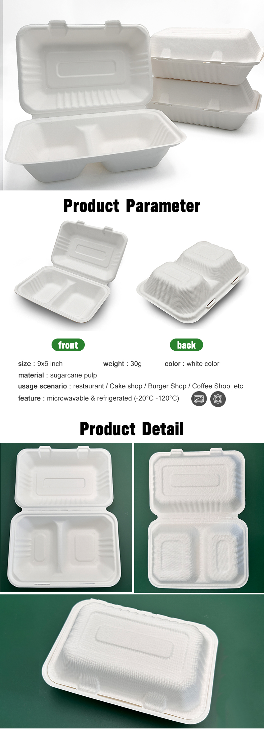Clamshell Box Bagasse