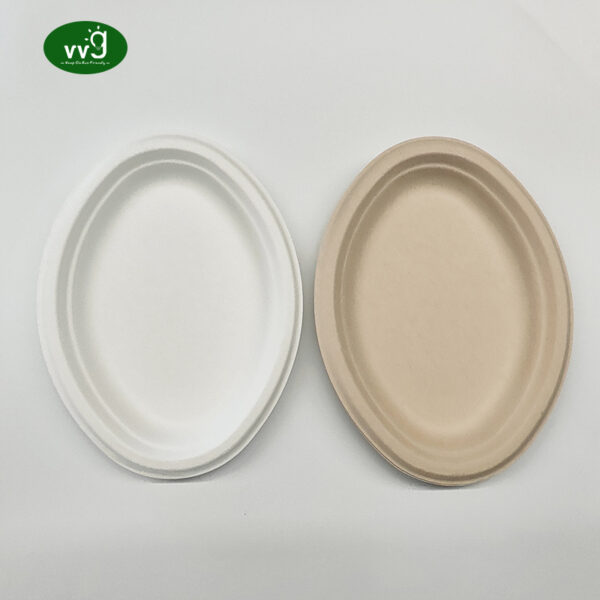 Engangs sukkerrør bagasse oval plater